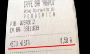 Kafić u Podgorici počeo naplaćivati čašu vode 0.50 centi, a šifra u kasi je 'neću ništa'